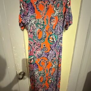 Versace Jeans Collection Orange and Purple Midi Dress